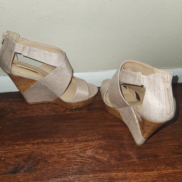 BCBGeneration Rando Rosewood Satin Raffia Wedges with box, Size 10 QWWQWWW - Picture 4 of 9